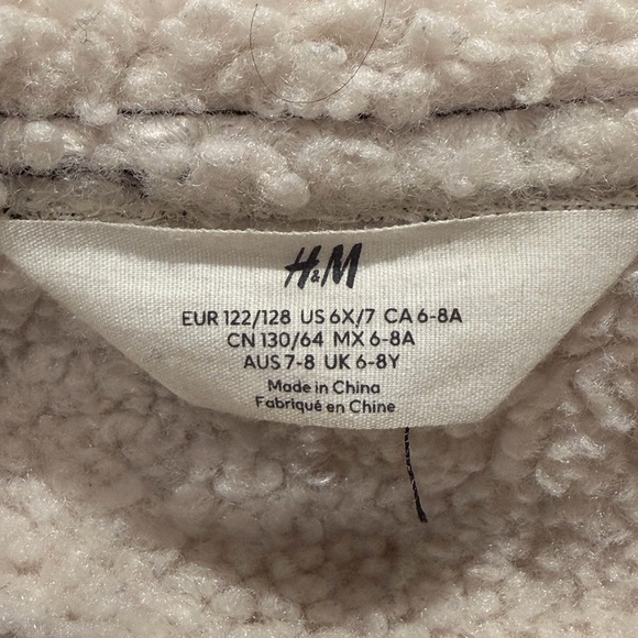 VGUC H&M Faux Leather Faux Wool Stylish Black and White Jacket, Unisex (6-7 yrs) - Picture 12 of 14